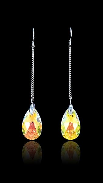 Picture of Beautiful Shaped Small Platinum Plated Drop & Dangle