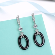 Picture of The Finest Platinum Plated Black Drop & Dangle