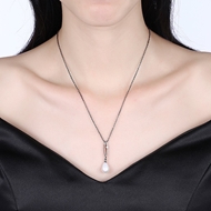 Picture of Innovatively Designed White Gunmetel Plated Necklaces & Pendants