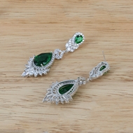 Picture of Green Cubic Zirconia Dangle Earrings 1JJ042408E