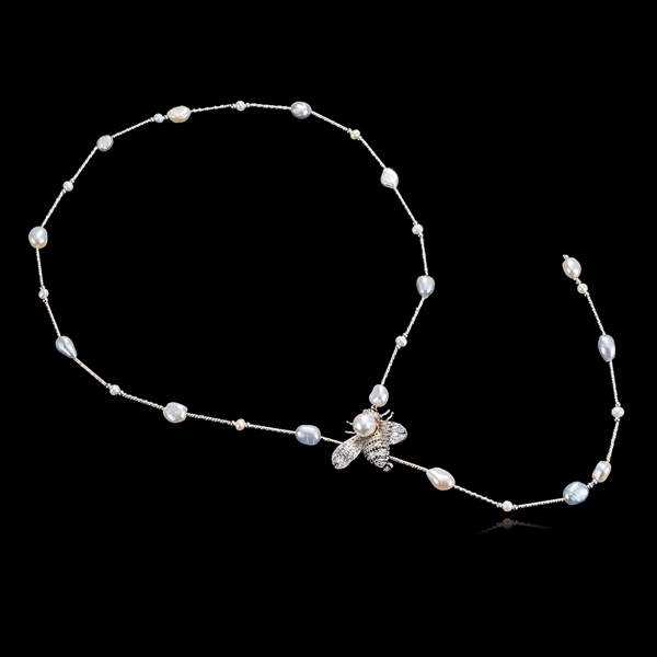 Picture of Good Quality Artificial Pearl Big Y Necklace