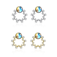 Picture of Designer Platinum Plated Classic Stud Earrings with Easy Return