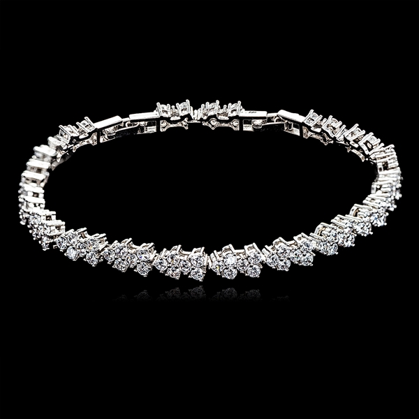 Picture of Distinctive White Copper or Brass Tennis Bracelet with Low MOQ