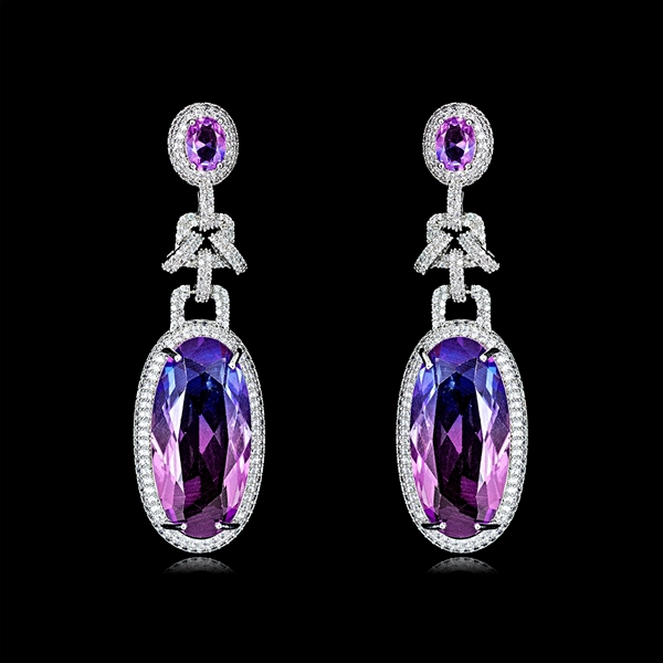 Picture of Popular Cubic Zirconia Purple Drop & Dangle Earrings