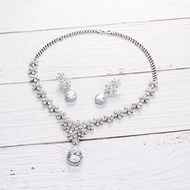 Picture of Unusual Big Platinum Plated Necklace and Earring Set