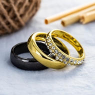 Picture of Gold Plated Artificial Crystal Band Ring for Female