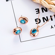 Picture of Hot Selling Rose Gold Plated Artificial Crystal Necklace and Earring Set Online Only