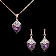 Picture of Low Price Zinc Alloy Purple Necklace and Earring Set from Trust-worthy Supplier