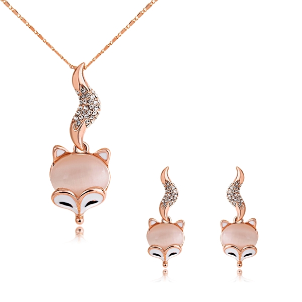 Picture of Delicate Small Rose Gold Plated Necklace and Earring Set