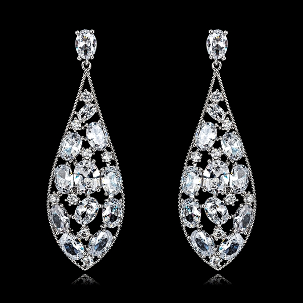 Picture of Unique Cubic Zirconia Big Dangle Earrings