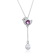 Picture of Hot Selling Platinum Plated Swarovski Element Pendant Necklace from Top Designer