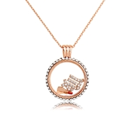 Picture of Fashion Cubic Zirconia Rose Gold Plated Pendant Necklace