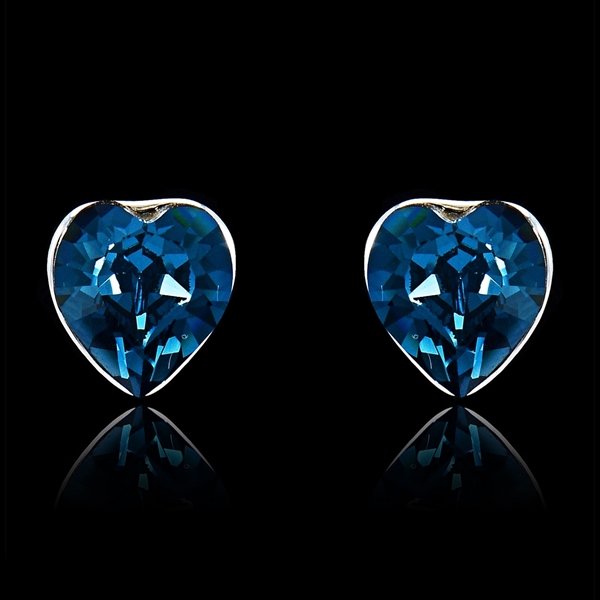 Picture of Gorgeous Dark Blue Platinum Plated Stud