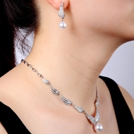 Picture of Copper or Brass Cubic Zirconia Necklace and Earring Set from Certified Factory