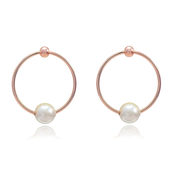 Picture of Trendy Style  Rose Gold Plated Venetian Pearl Stud