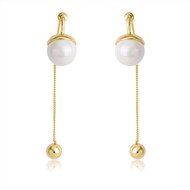 Picture of Trendy White Artificial Pearl Dangle Earrings with No-Risk Refund