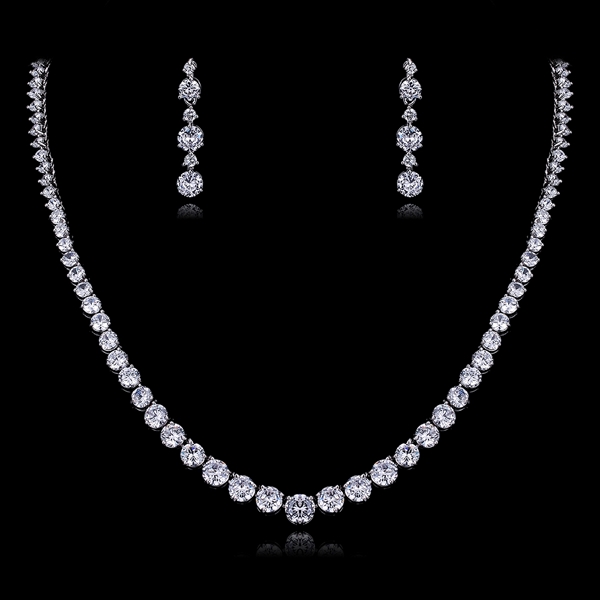 Picture of Nice Cubic Zirconia Big Necklace and Earring Set