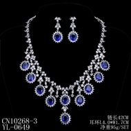 Picture of Pretty Cubic Zirconia Blue Necklace and Earring Set