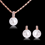 Picture of Unique Artificial Pearl Zinc Alloy Necklace and Earring Set