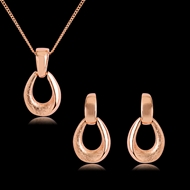 Picture of Hypoallergenic Rose Gold Plated Zinc Alloy Necklace and Earring Set with Easy Return