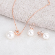 Picture of Most Popular Artificial Pearl Rose Gold Plated Necklace and Earring Set