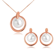 Picture of Filigree Casual Artificial Pearl Necklace and Earring Set