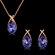 Picture of Buy Rose Gold Plated Purple Necklace and Earring Set with Low Cost