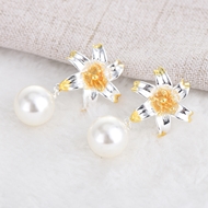 Picture of Good Quality Artificial Pearl White Dangle Earrings