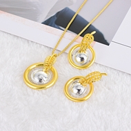 Picture of Nickel Free Gold Plated Zinc Alloy Necklace and Earring Set with Easy Return