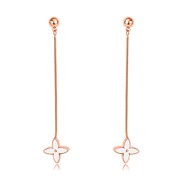 Picture of Bulk Rose Gold Plated White Dangle Earrings at Super Low Price