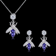 Picture of Designer Platinum Plated Casual Necklace and Earring Set with No-Risk Return