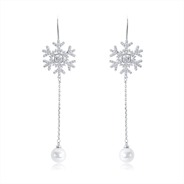 Picture of Nickel Free Platinum Plated Delicate Dangle Earrings with No-Risk Refund