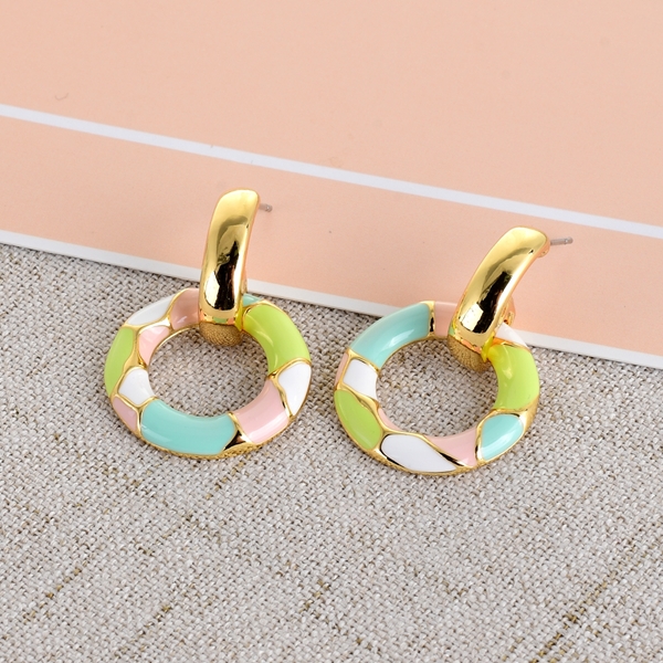 Picture of Great Enamel Gold Plated Dangle Earrings