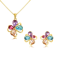 Picture of Casual Flower Necklace and Earring Set with Low Cost