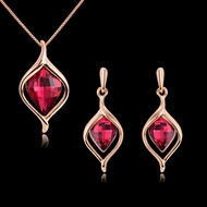 Picture of Distinctive Red Artificial Crystal Necklace and Earring Set As a Gift