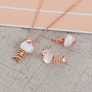 Picture of Charming White Copper or Brass Necklace and Earring Set As a Gift