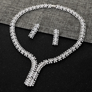 Show details for Casual Platinum Plated Necklace and Earring Set with Fast Delivery Show details for Casual Platinum Plated Necklace and Earring Set with Fast Delivery