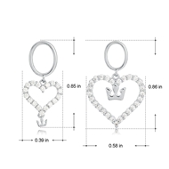 Picture of New Cubic Zirconia Love & Heart Dangle Earrings