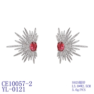 Picture of Buy Platinum Plated Red Big Stud Earrings with Wow Elements