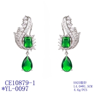 Picture of Attractive Green Copper or Brass Dangle Earrings Factory Direct Supply