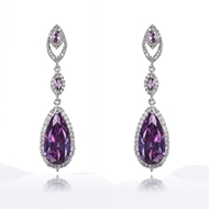 Picture of Filigree Big Platinum Plated Dangle Earrings