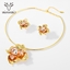 Show details for Trendy Gold Plated Dubai Necklace and Earring Set with No-Risk Refund