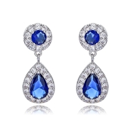 Picture of Designer Platinum Plated Medium Dangle Earrings with Easy Return