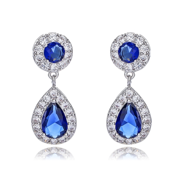 Picture of Designer Platinum Plated Medium Dangle Earrings with Easy Return