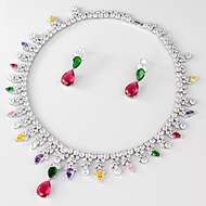 Show details for Designer Platinum Plated Big 2 Piece Jewelry Set in Exclusive Design Show details for Designer Platinum Plated Big 2 Piece Jewelry Set in Exclusive Design
