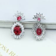 Picture of Great Cubic Zirconia Platinum Plated Dangle Earrings