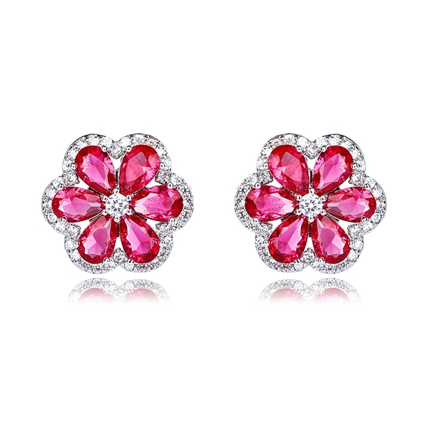 Picture of Nickel Free Platinum Plated Flowers & Plants Stud Earrings with No-Risk Refund