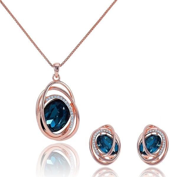 Picture of Best Crystal Dark Blue 2 Pieces Jewelry Sets