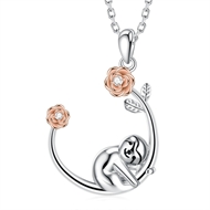 Picture of Fancy Small Platinum Plated Pendant Necklace