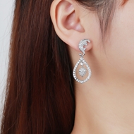 Picture of Hot Selling White Platinum Plated Dangle Earrings with No-Risk Refund